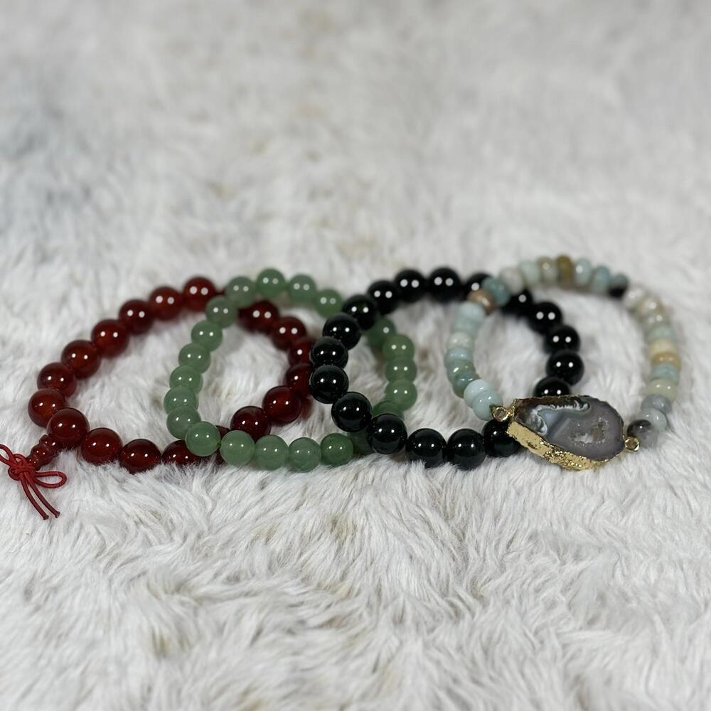 Crystal Bracelet Lot Agate Carnelian Aventurine Onyx Amazonite Druzy